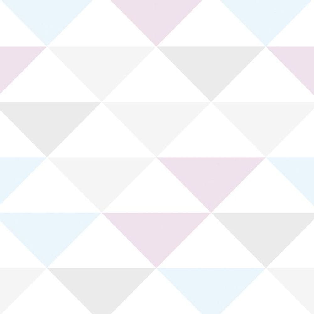 Papel Parede Triangulo Geométrico Azul Lilás Cinza Adesivo