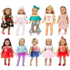 Conjunto de roupas de boneca ZQDOLL para boneca americana de 18 polegadas com 19 peças