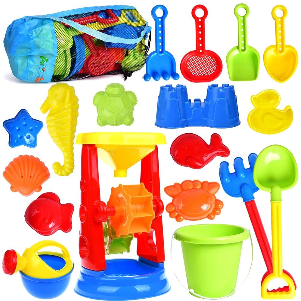 Brinquedos de praia Fun Little Toys Conjunto de brinquedos de areia para crianças com roda d`água