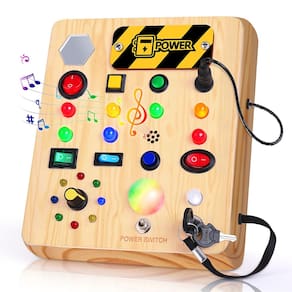 Brinquedo sensorial de madeira Busy Board TINTECUSA com luz LED