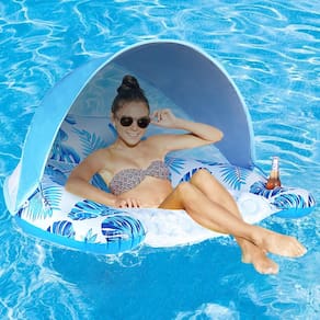 Bóia de piscina COOLCOOLDEE com dossel para adultos, tamanho XL