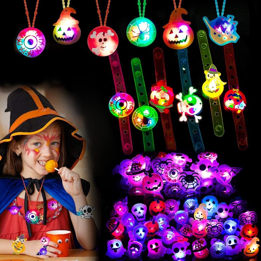 Conjunto de lembrancinhas de Halloween Yafeite 54 unidades Light Up para crianças