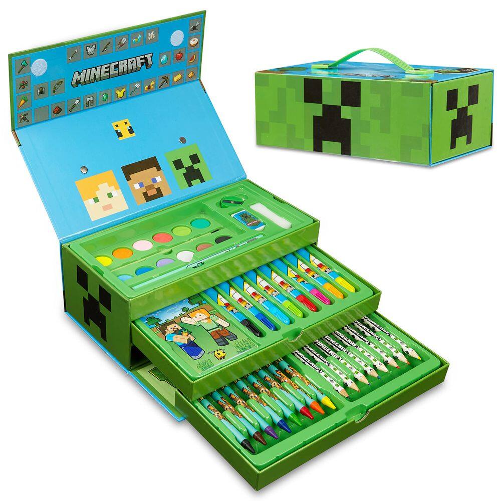 Conjunto de arte Minecraft para crianças, colorir e desenhar com mais de 40 suprimentos