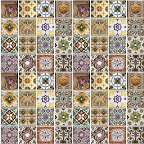 Papel Parede Azulejo Português Tons Marrom Cozinha Lavatório