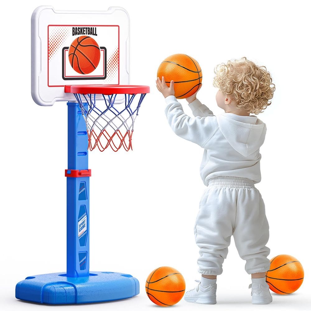 Cesta de basquete ShyLizard Toddler para uso interno/externo com 3 bolas