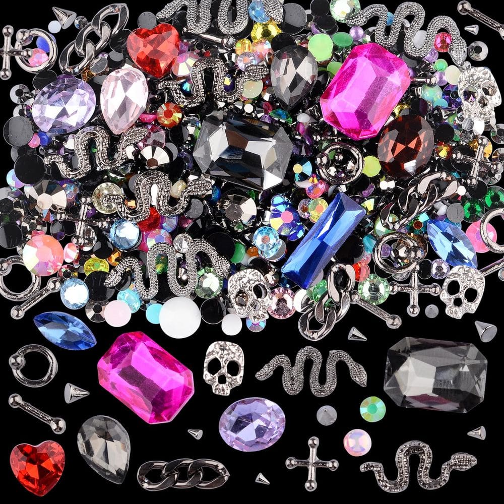 Kit de arte para unhas Kikonoke 300 Cone Rivet com correntes de caveira e Reno
