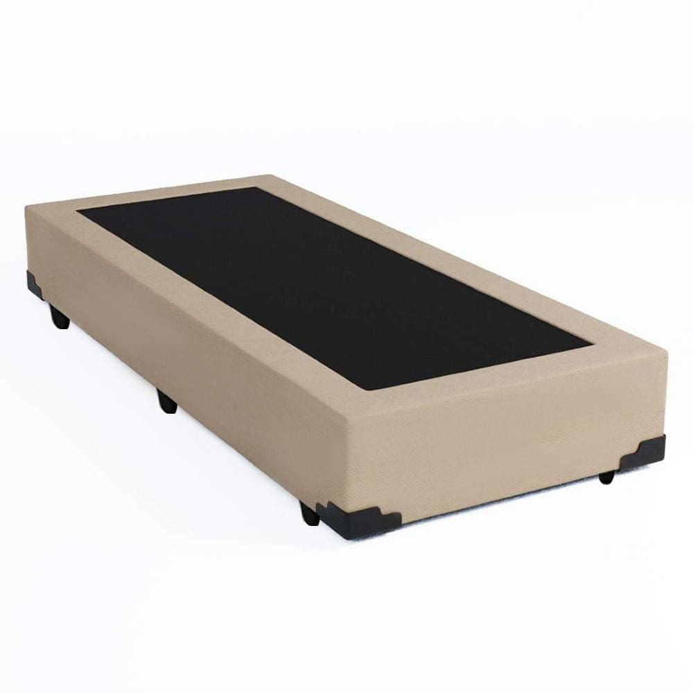 Cama Box Blindado Solteiro Principe das Camas Sintético Bege 88x188x40