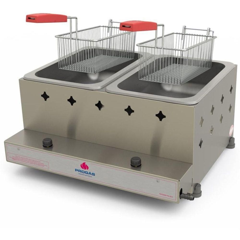 Fritador Tacho Fritura Retangular 2 Cestos Gás 10 Ls óleo Pr-20g - Progás