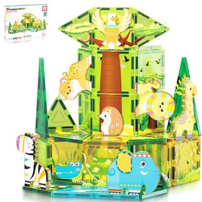 Conjunto de blocos de construção com tema PicassoTiles Safari com 8 figuras