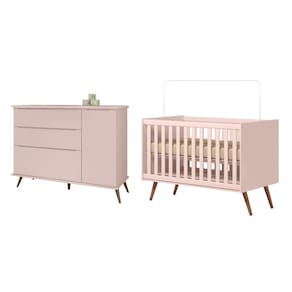 Jogo de Quarto Infantil Bebê Melinda Cômoda e Berço Mini Cama Rs - Phoenix Baby