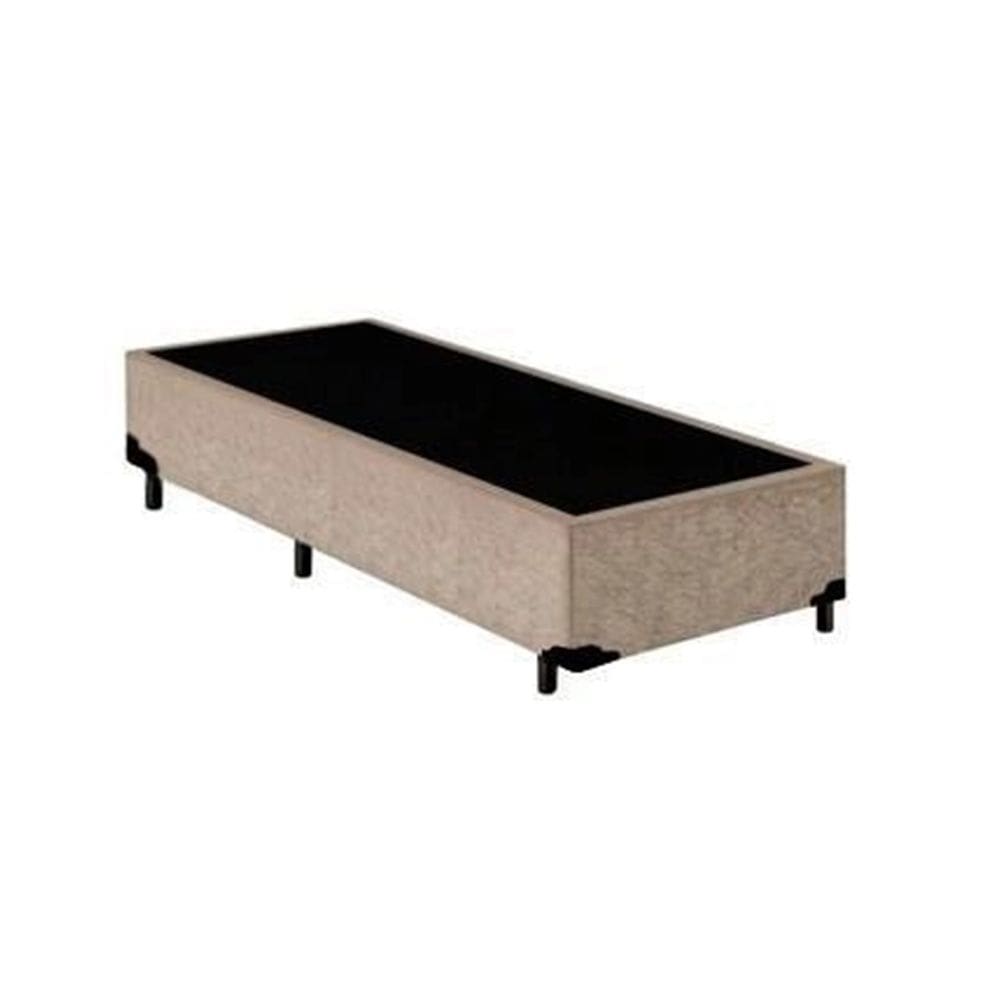 Cama Box Blindado Solteiro Extremo Reforçado Principe das Camas Suede Bege 88x188x40