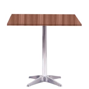 Mesa Delta em Alumínio 75 cm (Alt) Base em X Tampo MDP Quadrado 80 cm (Larg) x 2,50 cm (Alt) Walnut