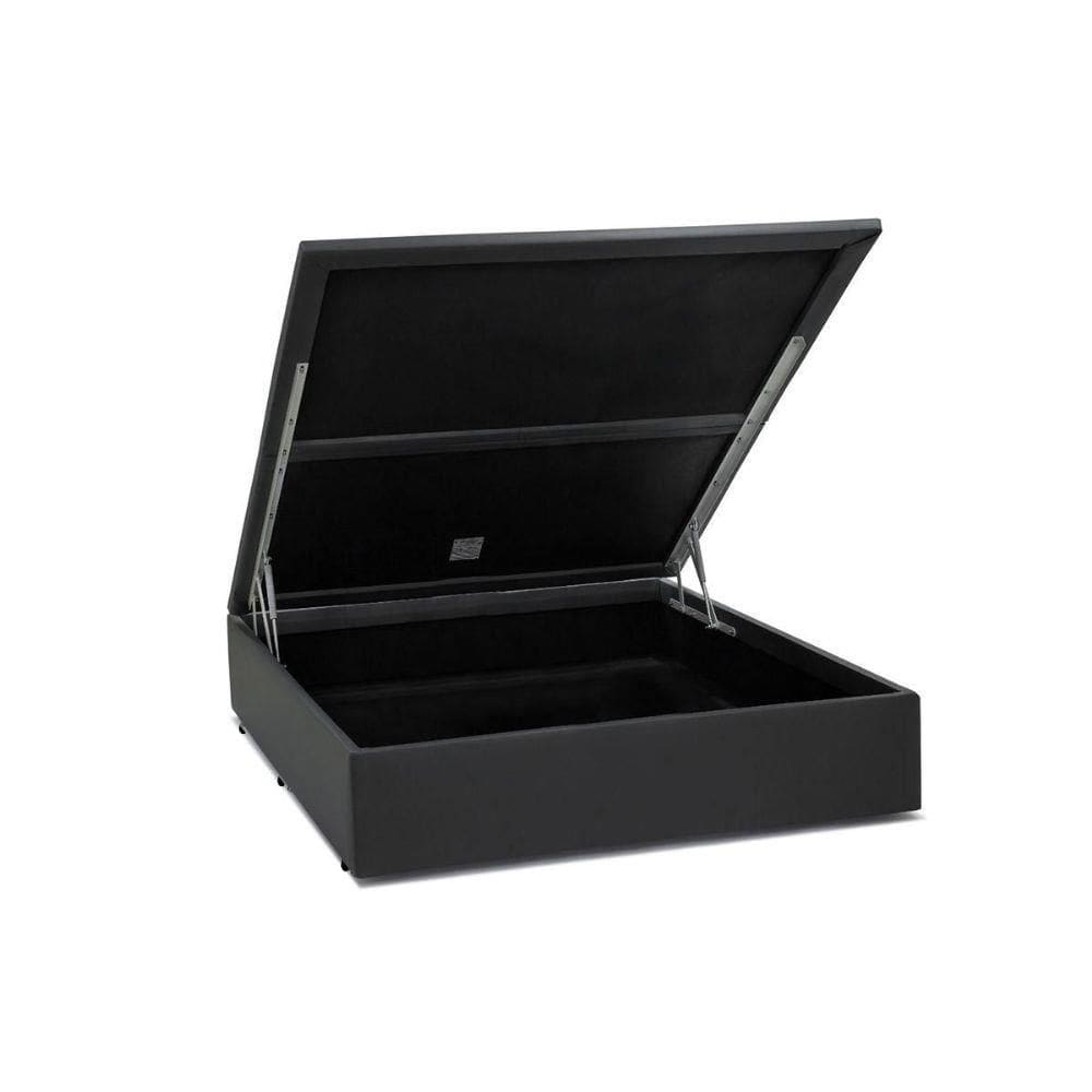 Cama Box Baú Casal Extremo Reforçado Principe das Camas Sintético Cinza 138x188x41