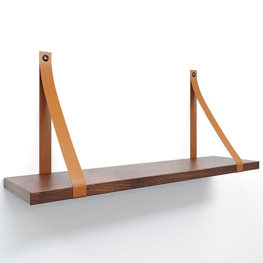 Prateleira Em Mdf Castanho 50x15cm Com Alça Cor Caramelo