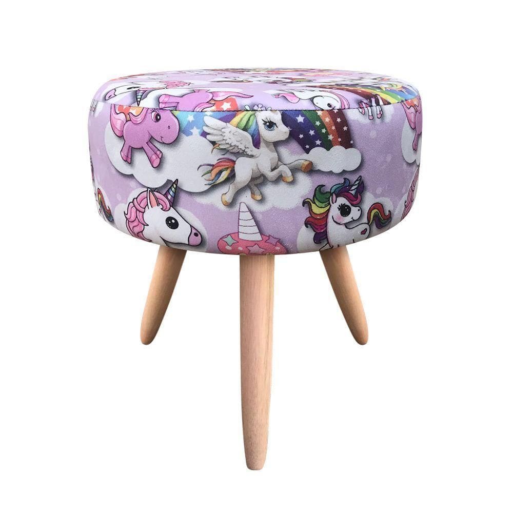 Puff Decorativo Banqueta Dóris Redondo Unicórnios