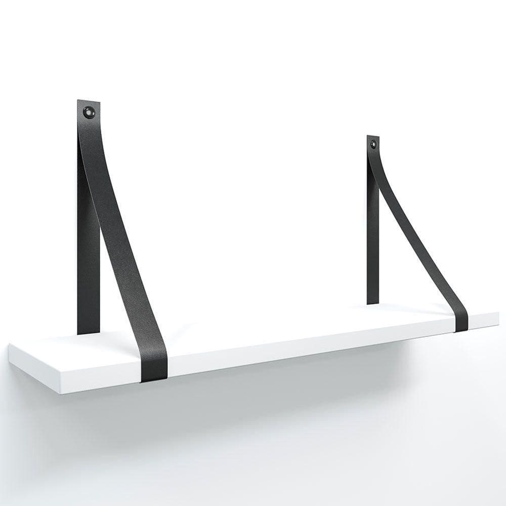 Prateleira Em Mdf Branco 50x15cm Com Alça Cor Preto