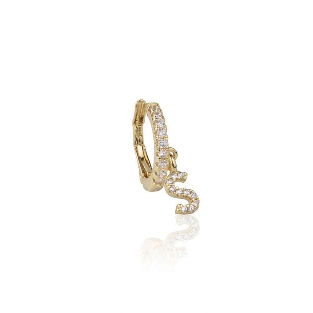 Piercing Falso de Letra Cravejado e Banho de Ouro Letras S