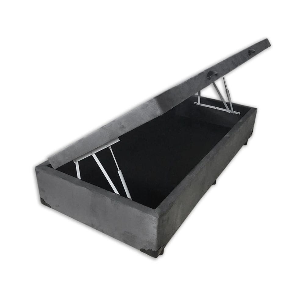 Cama Box Baú Blindado Solteirão Principe das Camas Suede Cinza 96x203x41