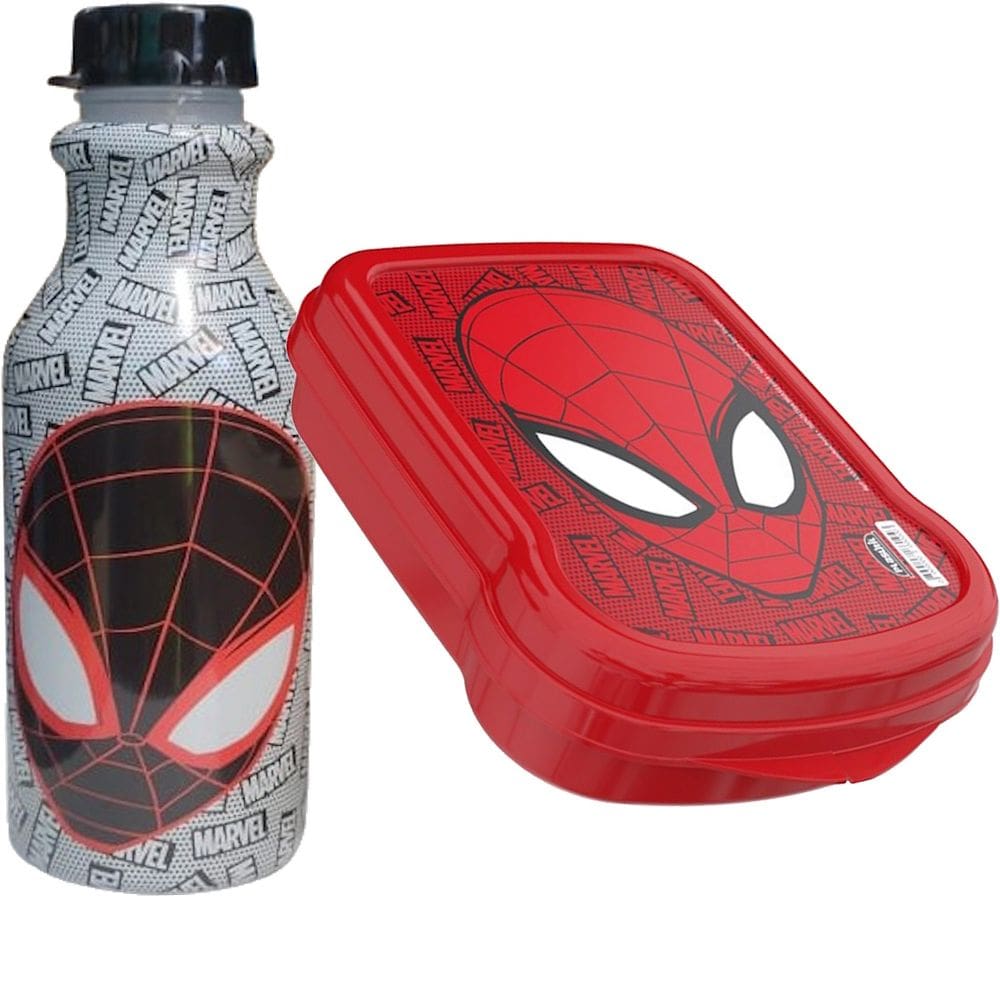 Kit Porta Lanche Escolar Infantil Homem Aranha Plasutil
