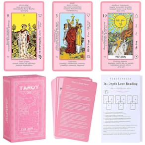 Conjunto de baralhos de tarô Myripoly Pink para iniciantes com guia