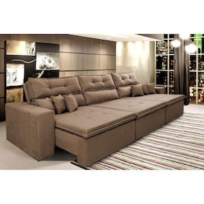 Sofá Cairo 4,12m Retrátil, Reclinável Tecido Suede Castor