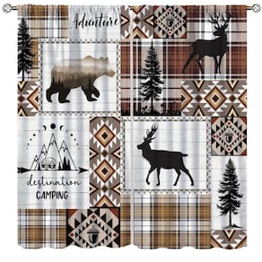 Cortinas Ginness Cabin Retro Rustic Lodge Bear Deer Moose 183