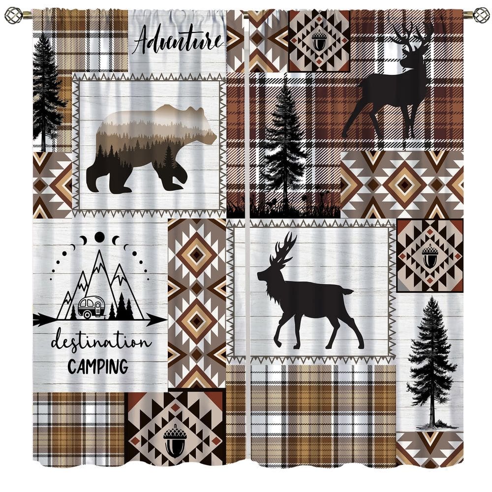 Cortinas Ycness Cabin Retro Rustic Lodge Blackout 160x160cm