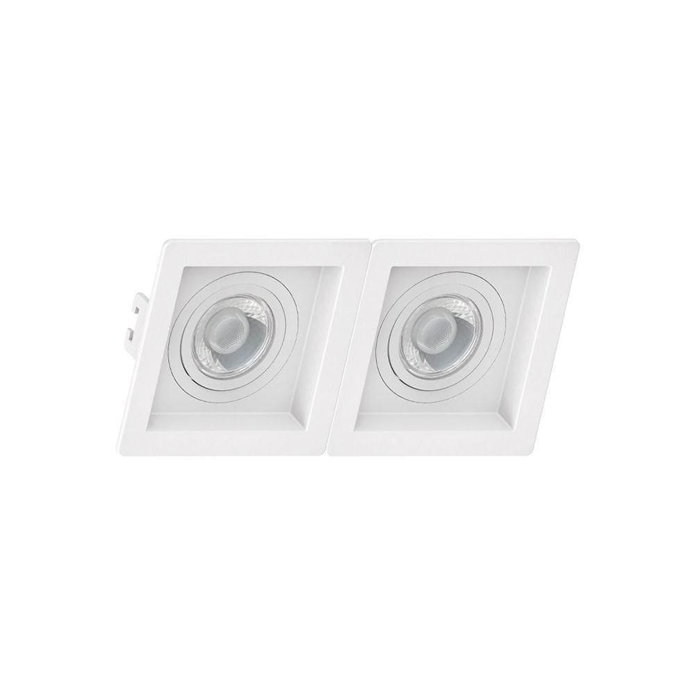 Spot De Embutir Recuado Linked Save Energy Para 2 Lâmpadas Mr16 Gu10 Bivolt Branco Se-330.2066