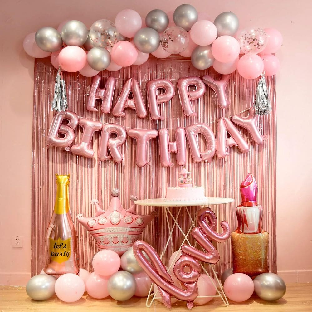 Conjunto de decorações de aniversário WGFPAIT rosa para mulheres e meninas