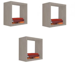 Kit 3 Nicho Decorativo 40X40X15 Cm Madeirado Em Mdf
