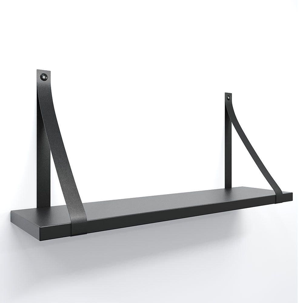Prateleira Em Mdf Preto 60x15cm Com Alça Cor Preto
