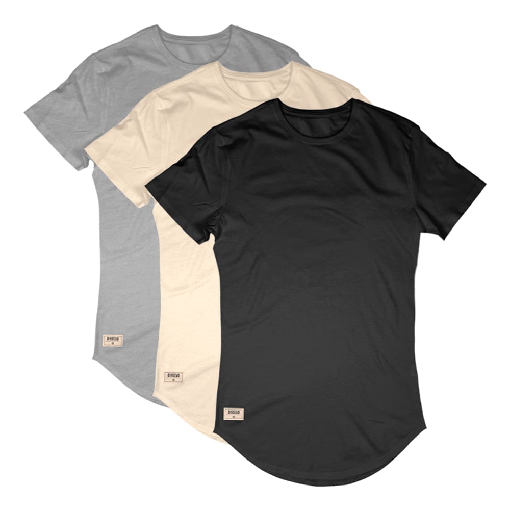 Kit C/3 Un Camisas Roupas Masculina Longline Oversized Algodão