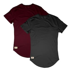 Combo 2 Camisetas Longline Unissex Blusa Alongada Preta e Bordô Di Nuevo