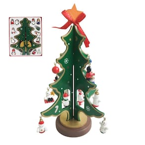 Mini Arvore de Natal Natalino Madeira Enfeite Papai Noel Arvore Boneco de Neve Decoraçao Sala Quarto Mesa Estante Casa Trabalho Festa Fim de Ano