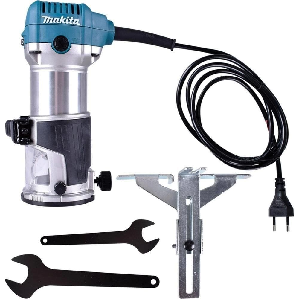 Tupia Eletronica 6mm Industrial 710w Com Pinças Conjunto De Guia Reta Base Parão Rt0700c 110v Makita