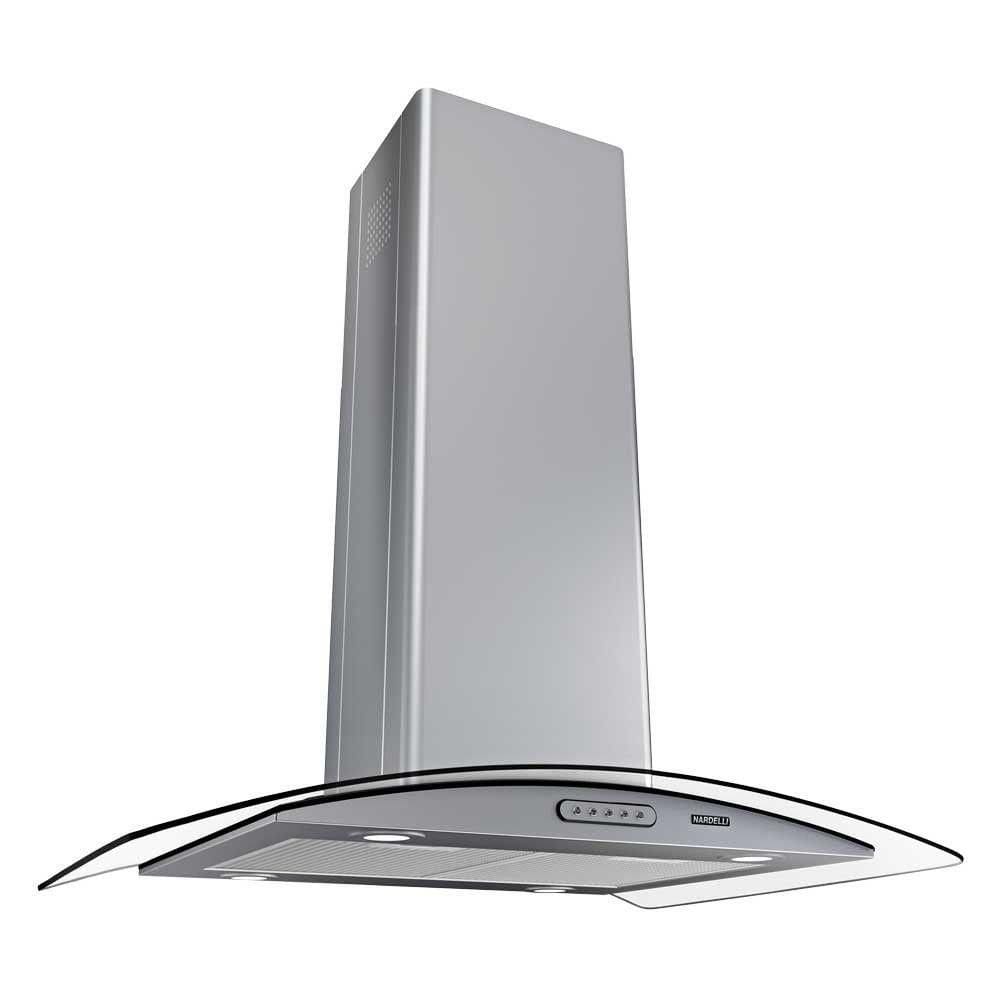 Coifa Ilha 75Cm Vidro Curvo 3 Velocidades Inox Inox 110V