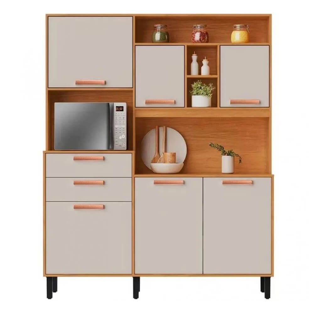 Armário de Cozinha Napoles 6 Portas 2 Gavetas Itatiaia Cor Cinamomo Off White