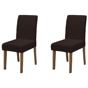 Conjunto Com 2 Cadeiras Estofada Sala De Jantar Trieste Siena Cedro / Marrom Dobuê Cedro