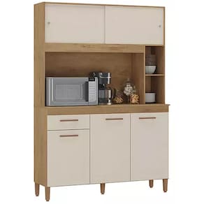 Armário de Cozinha Ceara 5 Portas 1 Gaveta Atualle Cor Canelato Off White