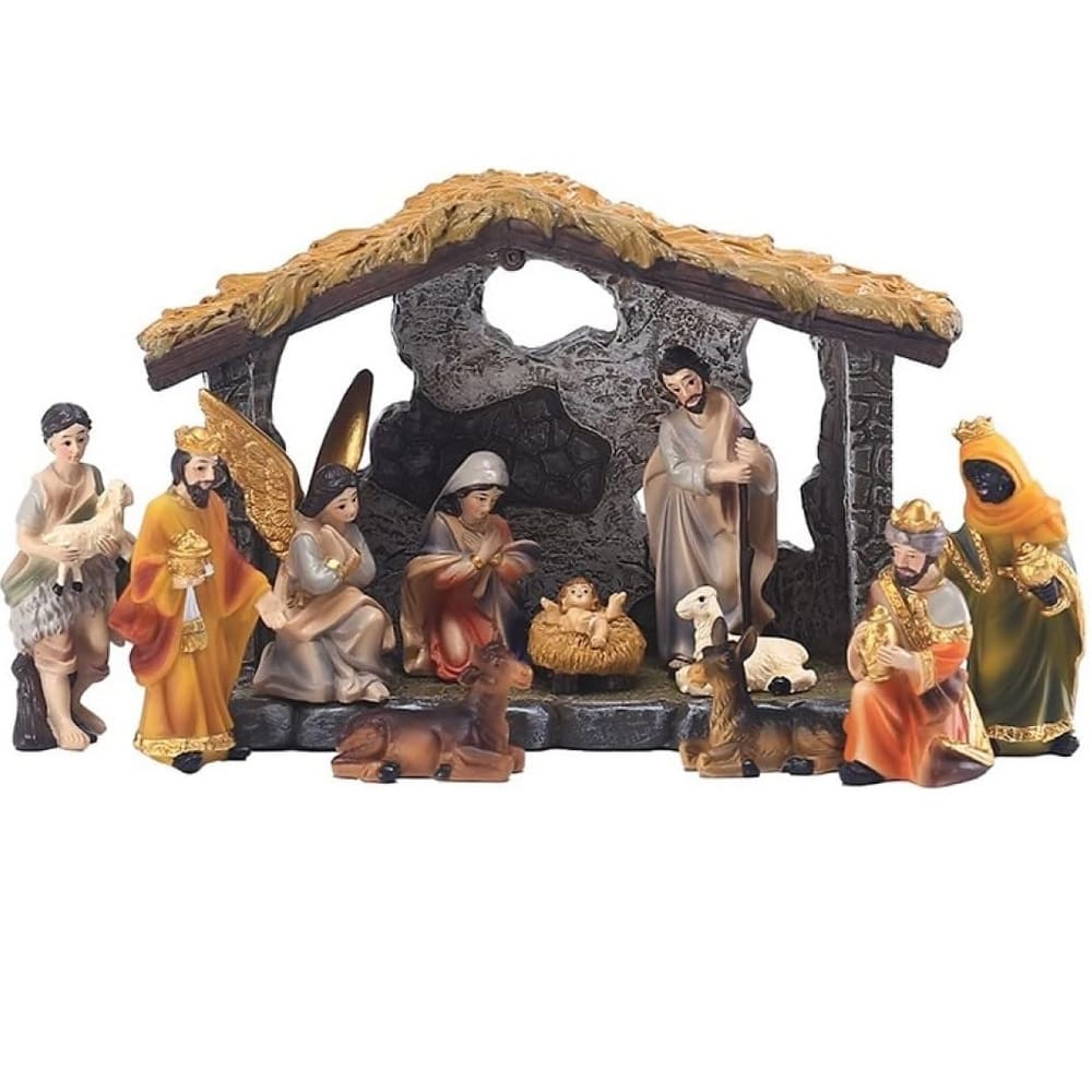 Presépio De Natal Em Resina Decoração Nascimento De Jesus 12 pçs