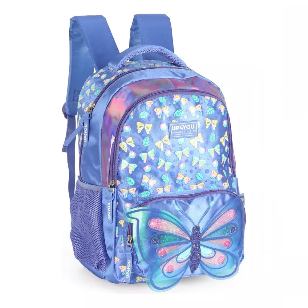 Mochila Escolar de Costas Infantil Borboleta Glitter Luxcel