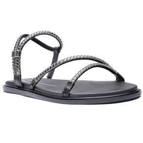 Papete Moleca Tiras Strass Feminina - Preto