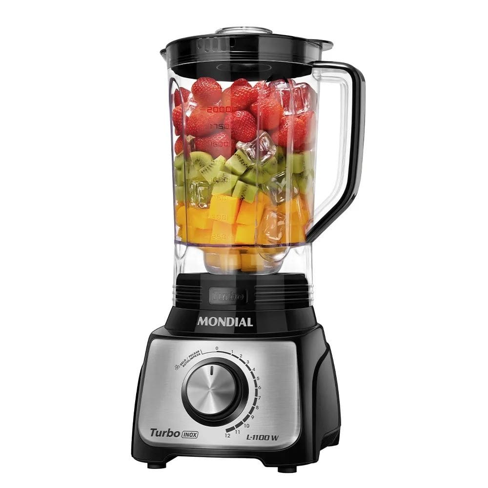 Liquidificador Mondial Turbo L-1100-BI 12 Veloc. 3 Litros - Preto e Inox