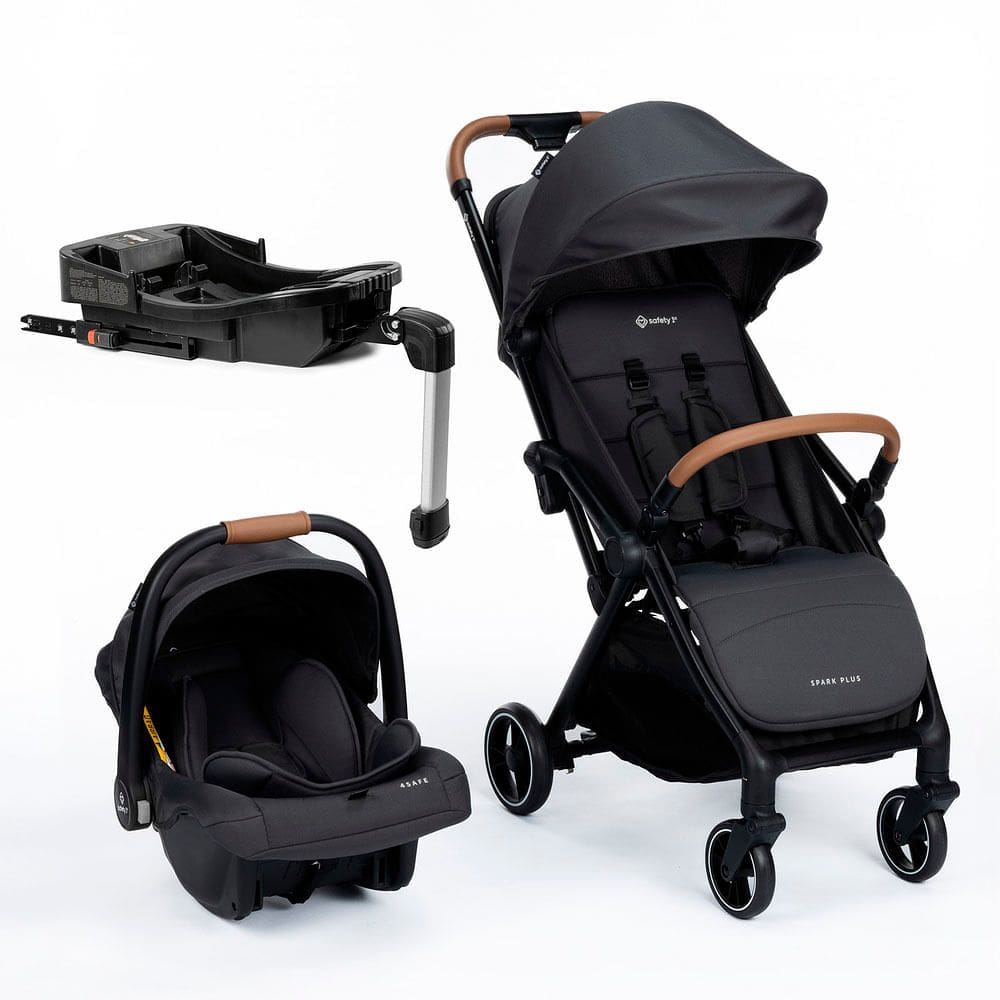 Carrinho Travel System Spark Plus Trio Isofix 4 Posições com Bebê Conforto + Base (0 a 15kg) - Preto e Grafite