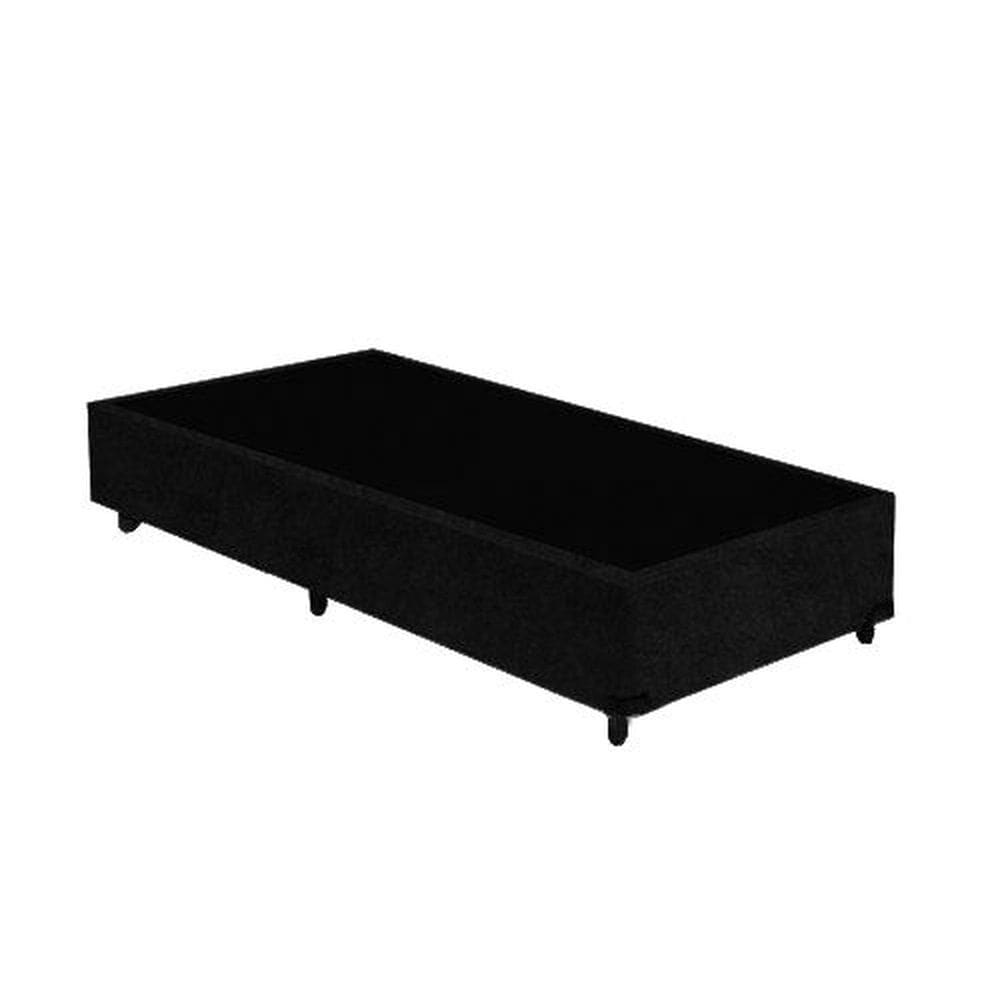 Base Box Solteiro Blindado Suede Preto