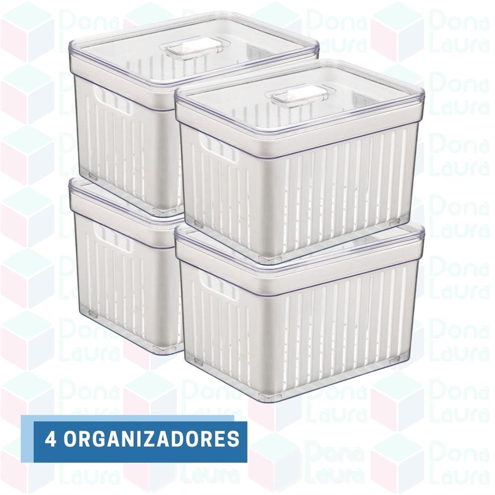 Organizadores Acrílico Geladeira com Cesta Resistente 4 Uni