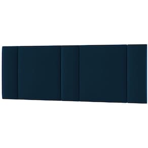 Cabeceira Estofada Iluminação LED Cama Queen Size 160 cm Veludo Azul Marinho