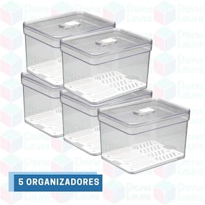 5 Organizadores 3,8L Retangular Resistente Transparente Tela