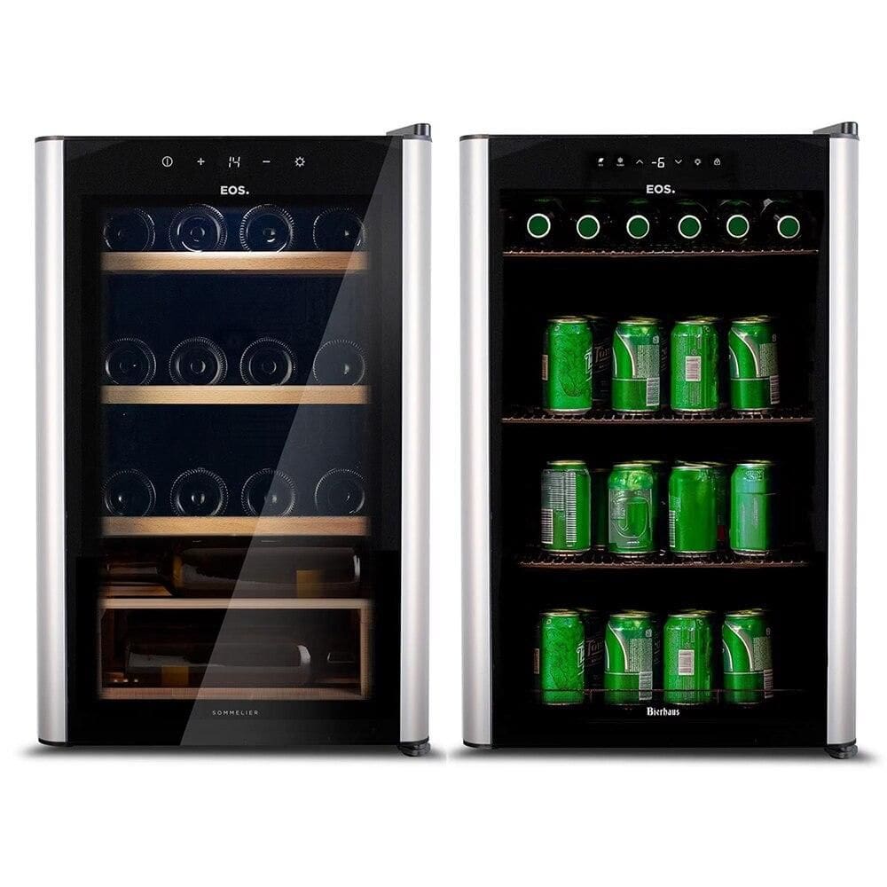 Kit EOS Beer & Wine: Cervejeira 76L ECE80 220V + Adega Climatizada 24 Garrafas EAC24IM 110V