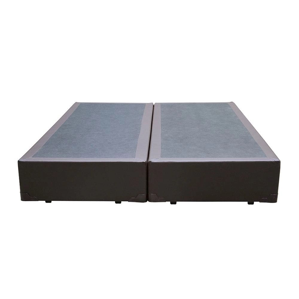 Base Box Queen Bipartido Blindado Sintético Marrom